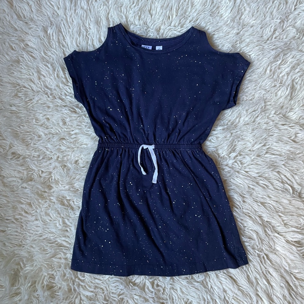 Navy Glitter Cold Shoulder Dress Sz S